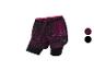 2-in-1 sportshorts met abstract roze en zwart dessin.