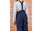 Blauwe ski-broek met bretels voor kinderen.