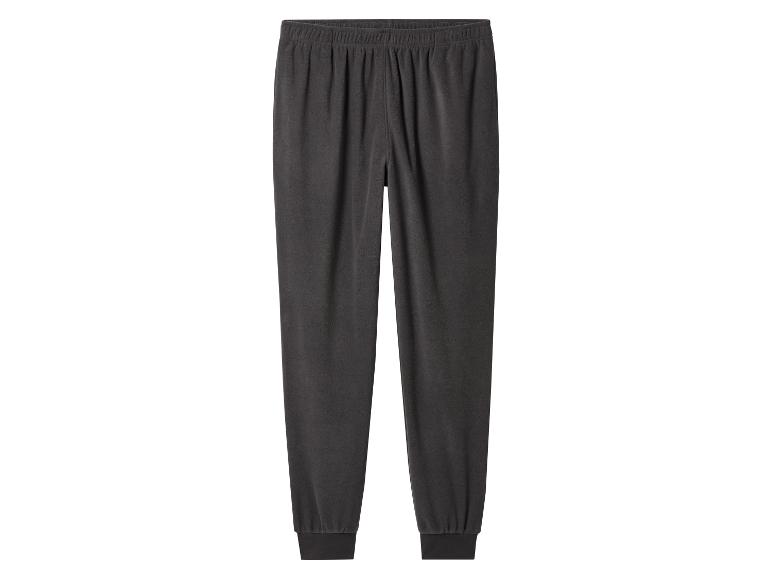 Donkergrijze fleecebroek met elastische tailleband en boorden