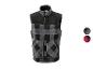 Gilet polaire à carreaux gris et noir avec fermeture éclair et options de couleur.