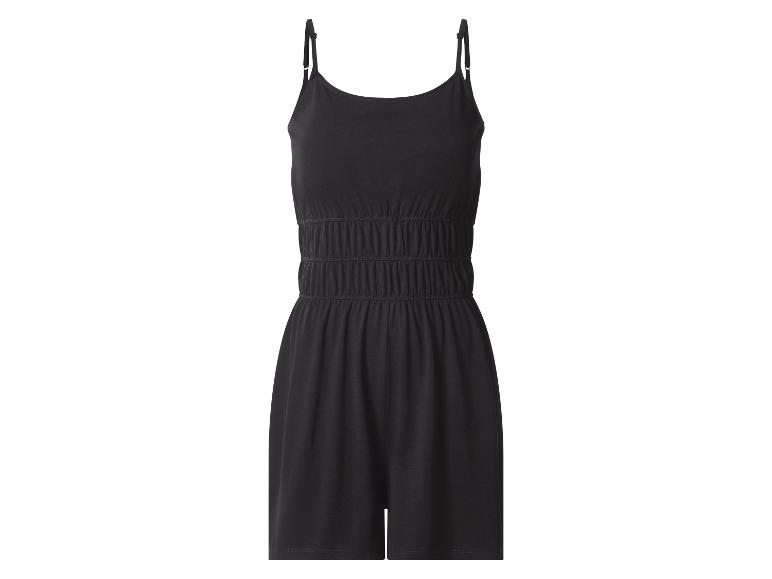 Zwarte korte jumpsuit met dunne bandjes en elastische taille