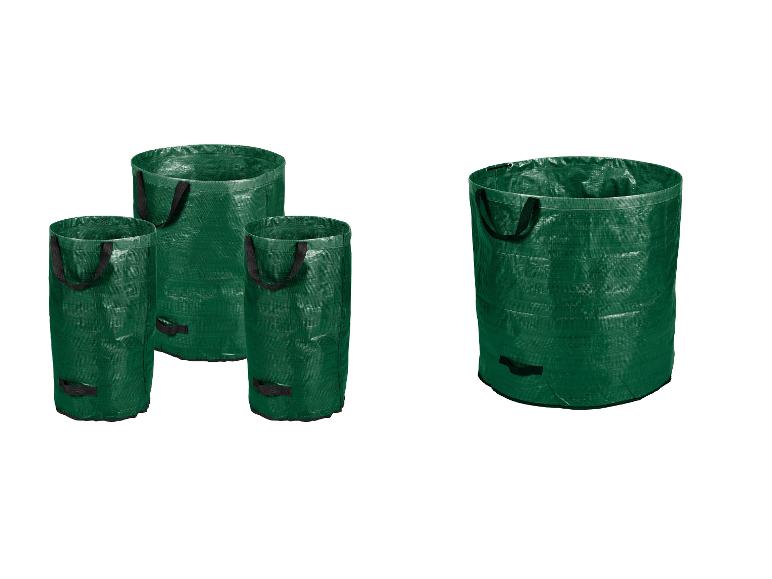 Sacs verts pour déchets de jardin de différentes tailles.