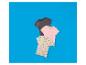 Drie kinder T-shirts: grijs, roze en beige met hartjes, op blauwe achtergrond