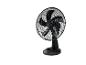Ventilateur de table noir avec grille de protection et boutons de contrôle de vitesse