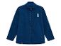 Donkerblauwe kinderfleece met rits en wit rechthoekig motief
