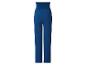 Blauwe getextureerde zwangerschapsbroek met hoge, elastische tailleband.