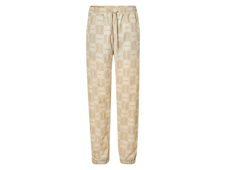 Beige broek met een LIDL-print.