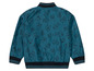 Een blauwe bomberjack met een print van vissen en octopussen.