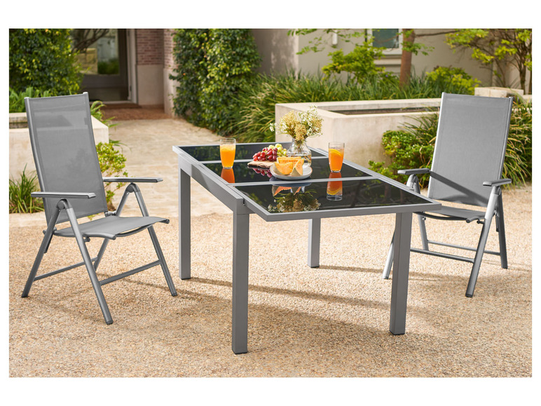 Ga naar volledige schermweergave: Aluminium tuinset zilver/grijs met uittrekbare tafel en 6 relaxstoelen Houston LIVARNO home - afbeelding 4