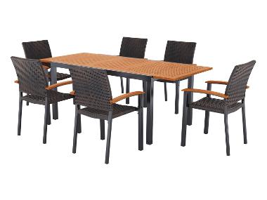 LIVARNO® Ensemble de jardin »Valencia«: Table de jardin extensible avec 6 chaises empilable