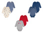 Bodys bébé imprimés, y compris un body rayé et un body uni bleu de Tuptutu.