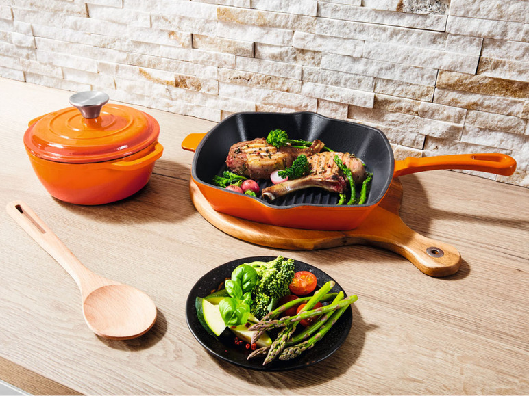 Ga naar volledige schermweergave: ERNESTO® Gietijzeren grillpan, 24,5 x 24,5 cm - afbeelding 2