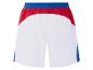 Witte, rode en blauwe shorts.