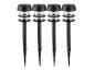 Quatre lampes de jardin solaires noires avec couvercles en plastique transparent