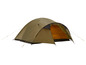 Een groene kampeer- of wandeltent.