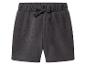 Short en jersey gris foncé avec taille élastiquée et cordon de serrage décoratif.