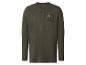 Donkergroen heren Henley shirt met lange mouwen, met vliegtuigprint en 'AIR RESCUE TEAM' tekst.
