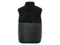 Een zwarte fleece-vest met een winddichte voering.