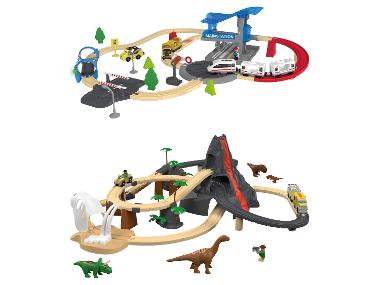 Grand circuit de train en bois Ville / Dino Playtive