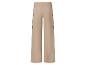 Beige wijde broek met een zwarte streep aan de zijkanten.