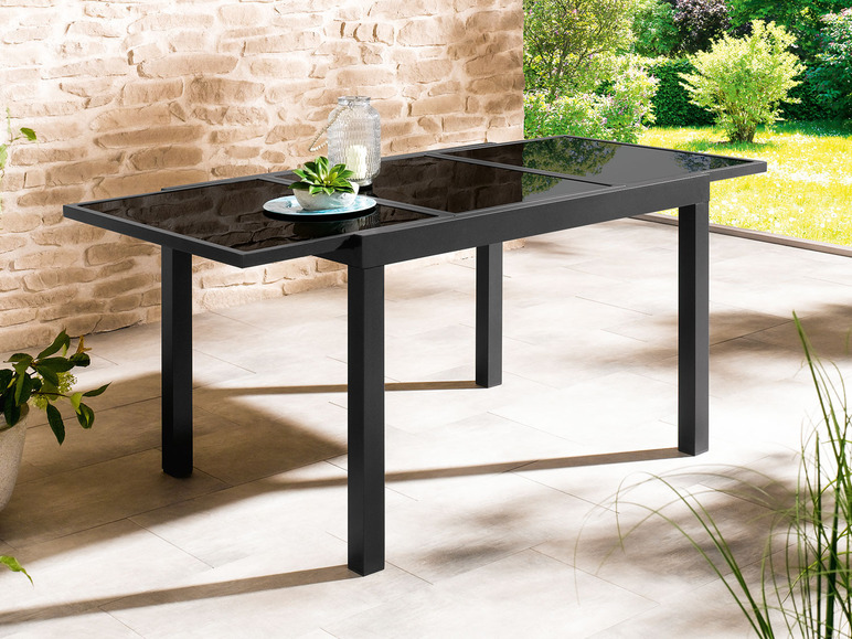 Ga naar volledige schermweergave: Aluminium tuinset zwart/antraciet met uittrekbare tafel en 4 relaxstoelen Houston LIVARNO home - afbeelding 12