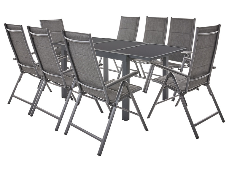 Ga naar volledige schermweergave: Aluminium tuinset premium antraciet met uittrekbare tuintafel en 4 relaxstoelen Toronto LIVARNO home - afbeelding 1