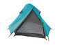 Een blauwe tent met mesh-paneel.