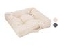 Beige vierkant zitkussen met handvat en witte bies