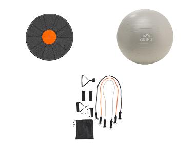 Planche d'équilibre / Ballon de gymnastique souple / Set de bandes de fitness CRIVIT