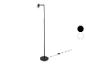 Zwarte LED vloerlamp met verstelbare kop en ronde voet, met kleuropties.
