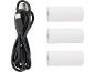 Câble USB-C et trois rouleaux de papier thermique.