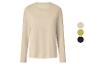 T-shirt à manches longues beige avec échantillons de couleur beige, vert citron et noir.