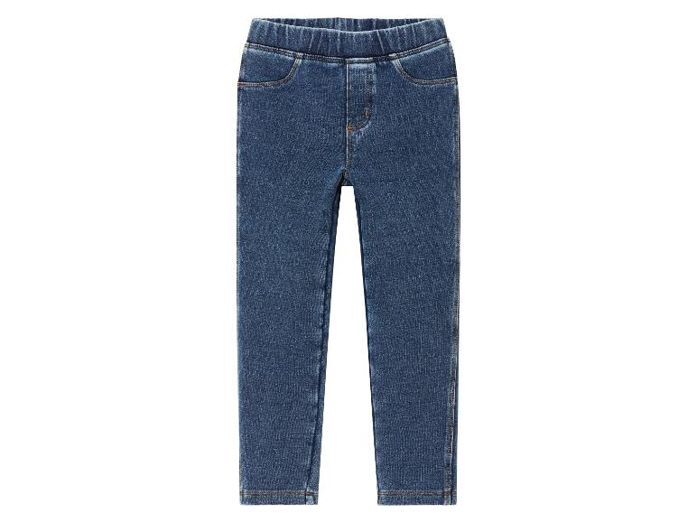 Een paar blauwe jeans leggings.