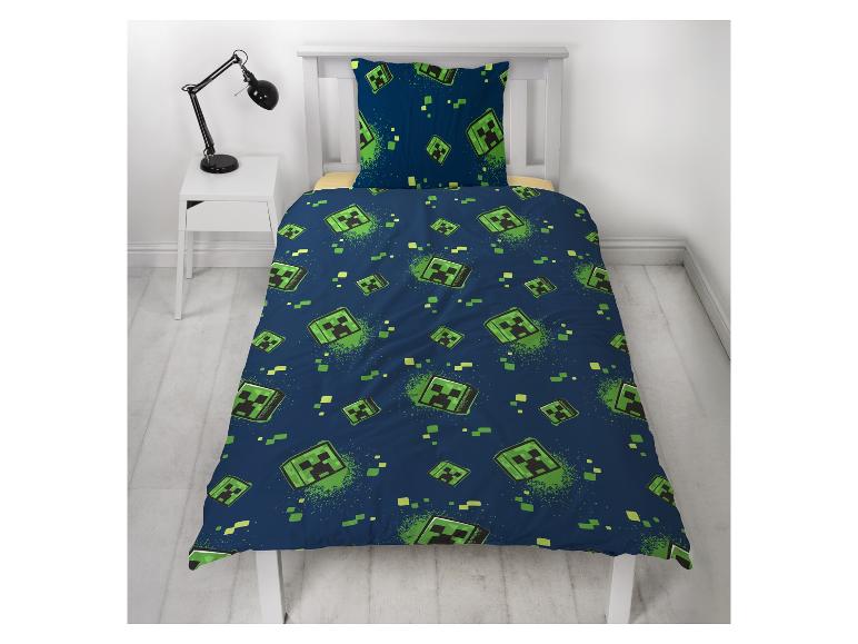 Minecraft beddengoed: dekbedovertrek en kussensloop met Creeper print.