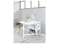 Table blanche extensible avec rangement et chaise
