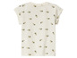 Wit T-shirt met korte mouwen met een patroon van bijen.