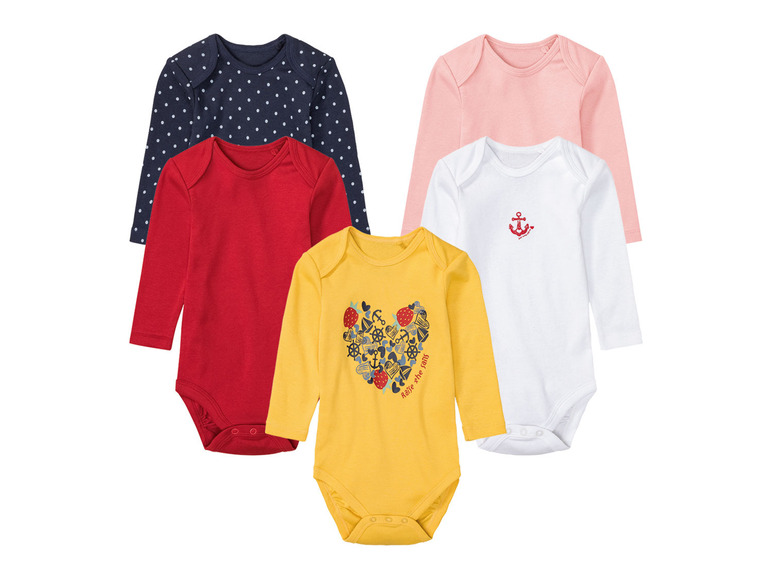 Bodies bébé avec des imprimés, y compris une ancre et un cœur avec des motifs marins.