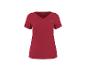 T-shirt de sport rouge à manches courtes et col en V.