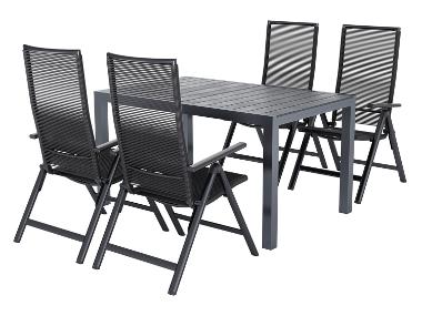 LIVARNO® Ensemble de jardin »Miami«: Table de jardin extensible avec 4 fauteuils pliants