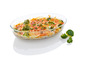 Pouding au brocoli et au fromage dans un plat en verre