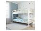 Lit superposé blanc en bois pour enfants, avec décoration d'étoiles.