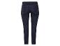 Donkerblauwe skinny jeans.