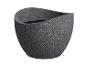 Pot de fleurs gris foncé, style pierre, design moderne.