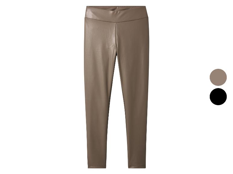 Legging taille haute en similicuir marron, avec options de couleur marron et noir.