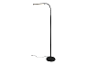 Zwarte LED staande lamp met gebogen arm.