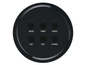 Panneau de commande rond noir avec des boutons pour le mode, la minuterie, la vitesse, l'osc, le wifi et l'alimentation.