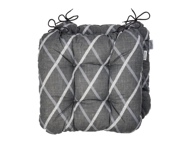 Coussin de chaise gris à motif à carreaux avec attaches, marque LIVARNO