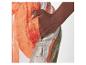 Linen broek met abstract oranje en beige print.