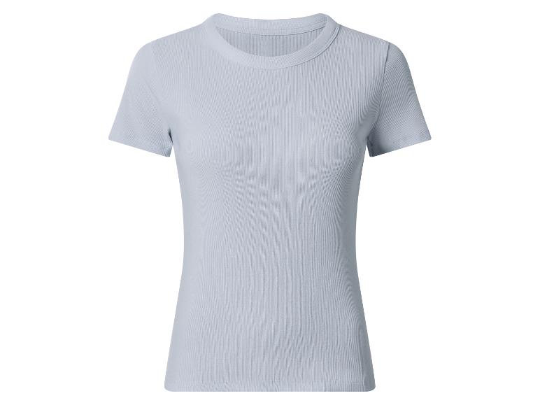 Lichtblauw geribbeld T-shirt met korte mouwen