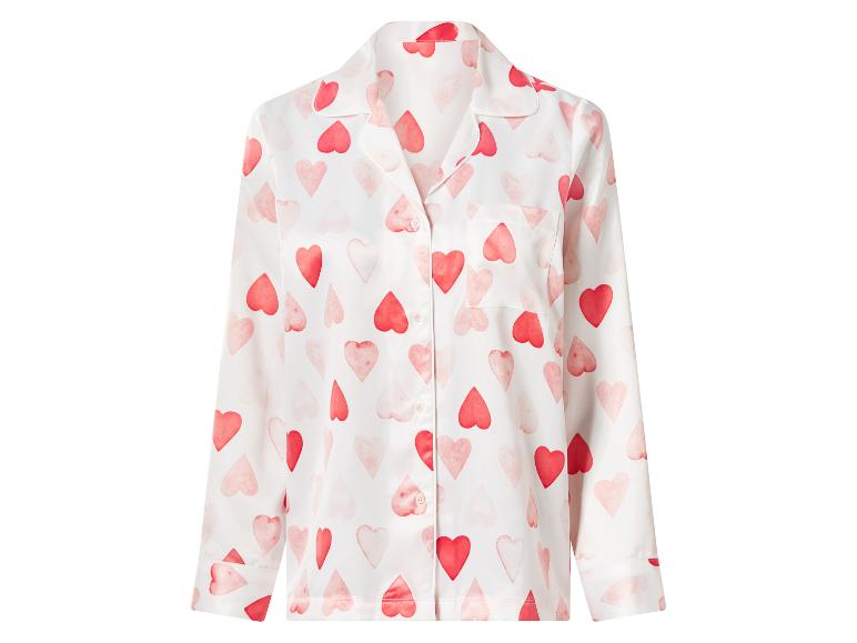 Witte pyjamatop met rood hartenpatroon